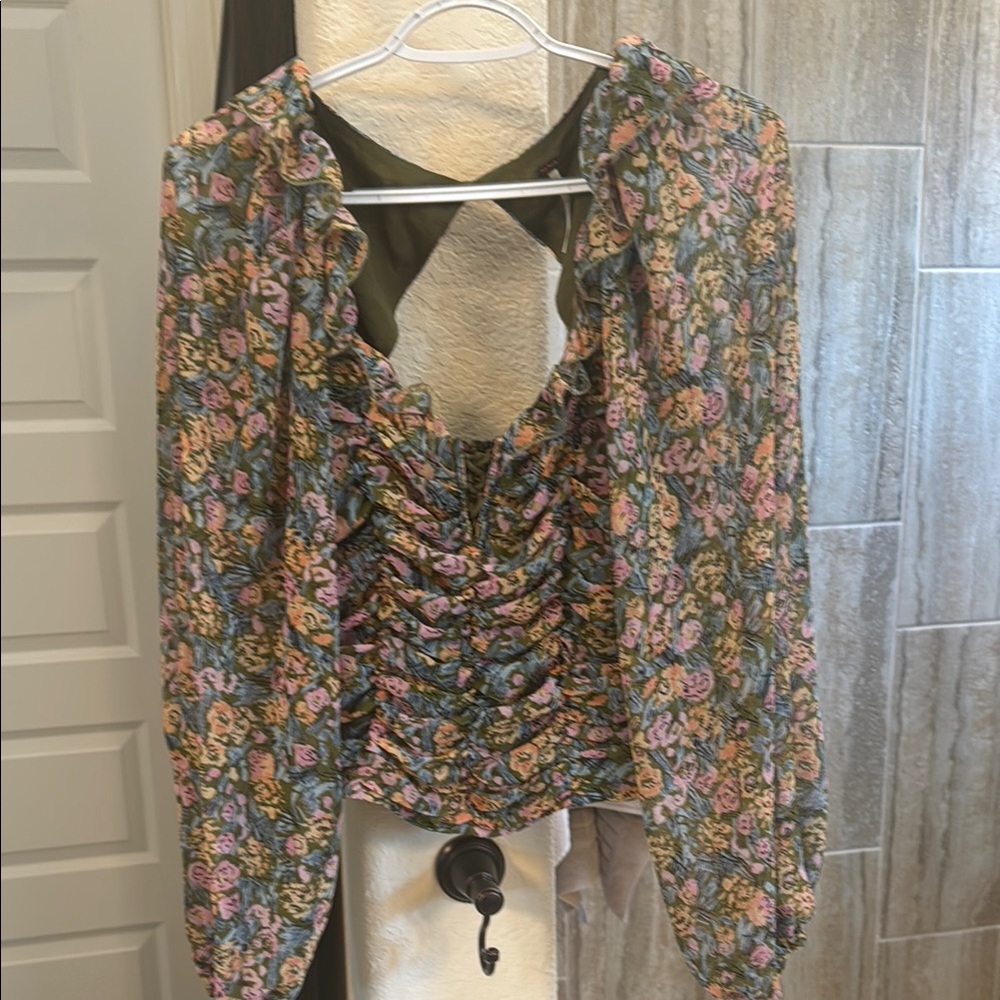 NWT Free People Women's Mabel Printed Blouse - Garden Combo Size Small